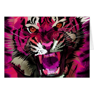 Tiger Roar - Rosa Hälsningskort