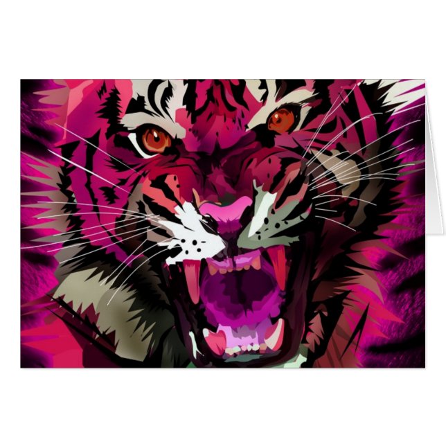 Tiger Roar - Rosa Hälsningskort (Framsidan Horizontal)