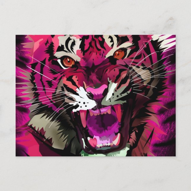 Tiger Roar - Rosa Vykort (Framsida)