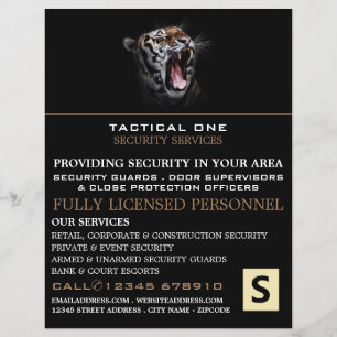 Tiger Roar, säkerhetspersonal Reklamflygare Reklamblad