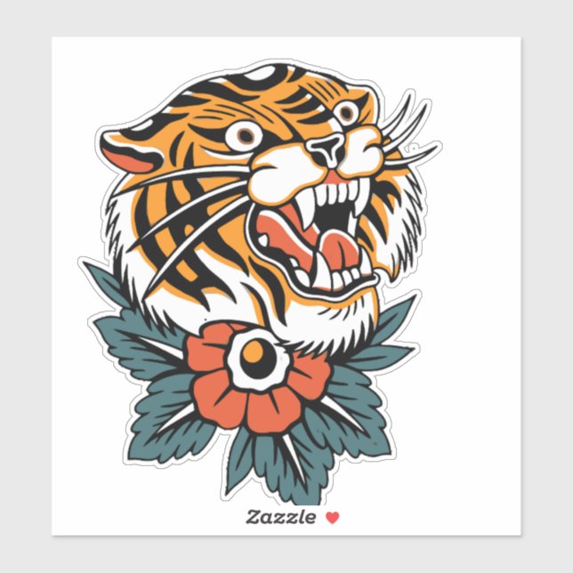 Tiger Roaring Sticker Klistermärken (Ark)