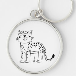 Tiger Rund Silverfärgad Nyckelring
