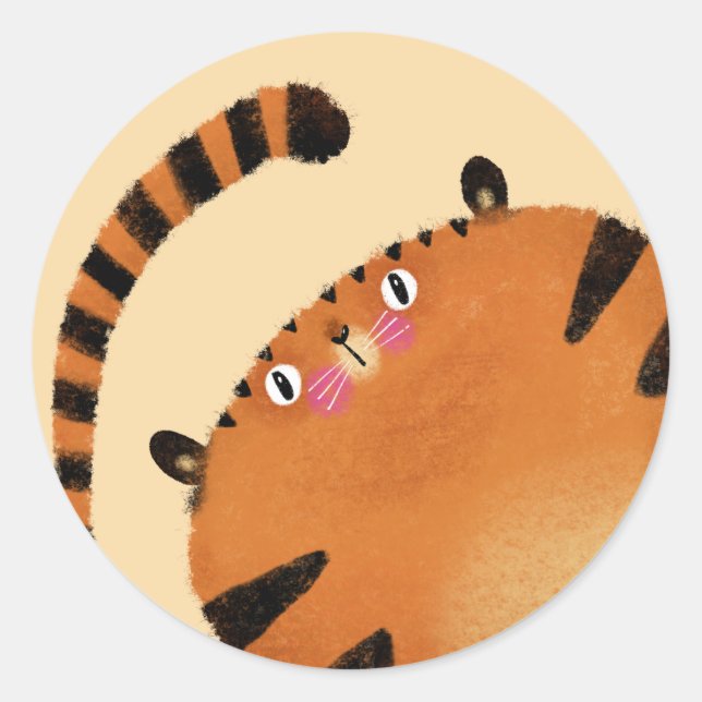 Tiger Runt Klistermärke (Framsida)