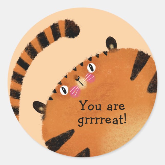 Tiger Runt Klistermärke (Framsida)