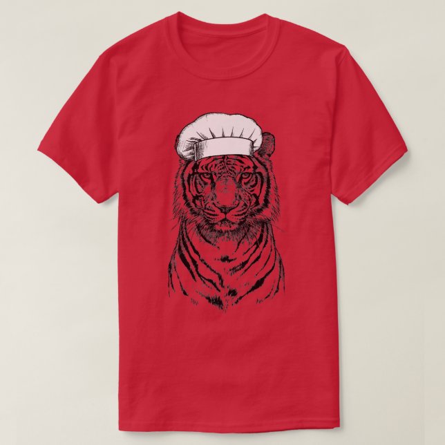 Tiger Safari Animal Chef Funny Cooking Cook Wildli T Shirt (Design framsida)