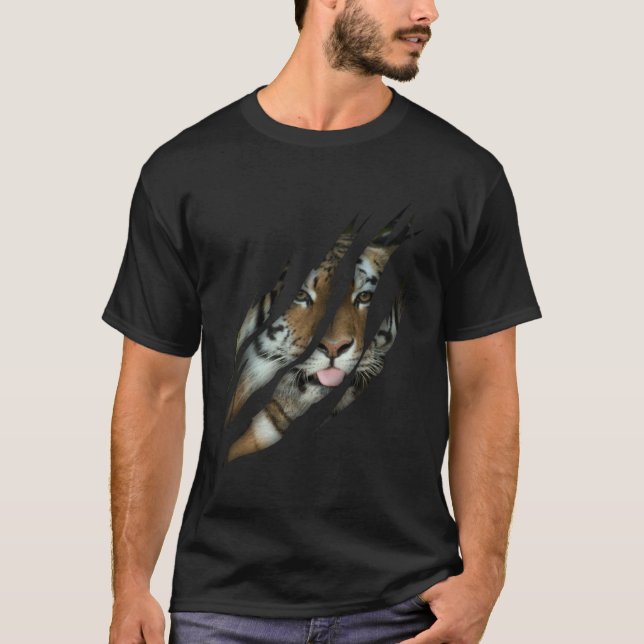 Tiger Safari Djur Katt T Shirt (Framsida)