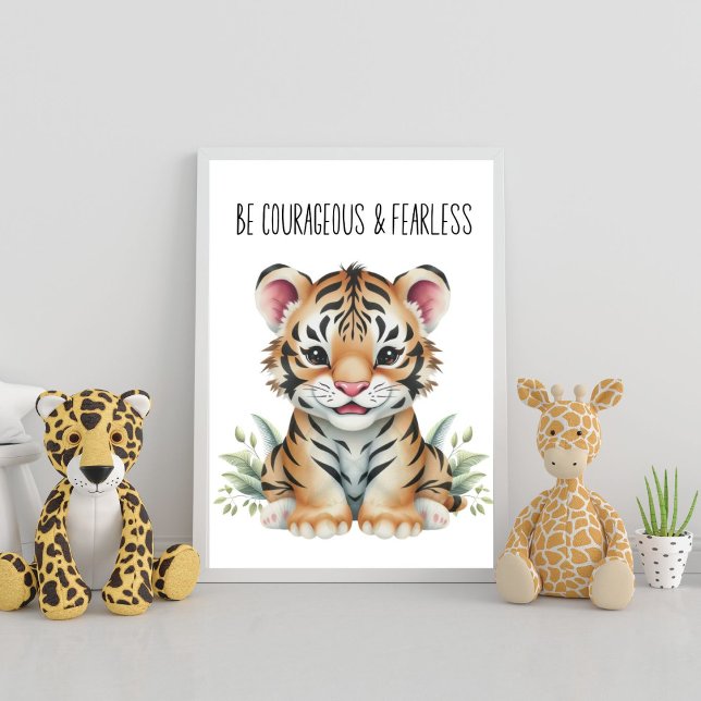 Tiger Safari Nursery Poster - var modig och rädd (Skapare uppladdad)
