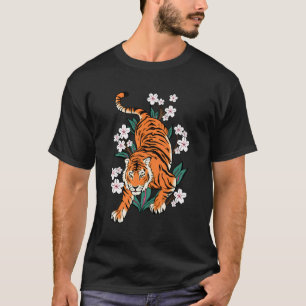 Tiger Sakura Cherry Blommar Flower Kawaii Otaku Ka T Shirt