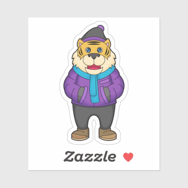 Tiger Scarf Beanie Klistermärken (Ark)