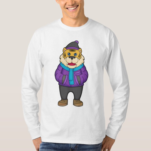 Tiger Scarf Beanie T Shirt (Framsida)