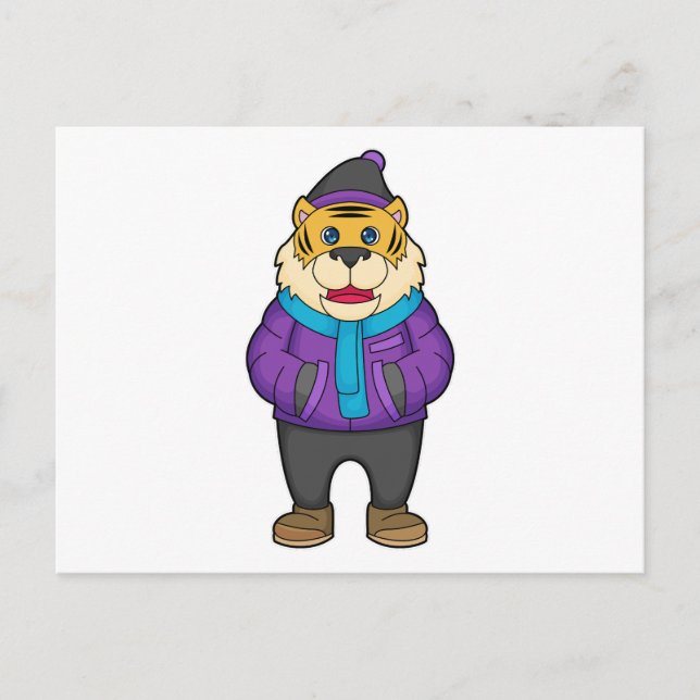 Tiger Scarf Mössa Vykort (Framsida)
