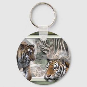 Tiger sebra, giraff, älskaregåvor nyckelring