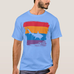 Tiger Shark Shadow silhouette med färgstark Flagga T Shirt