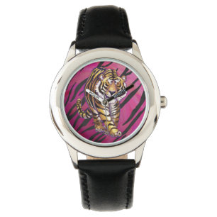 Tiger Shock rosa och svart utskrift Armbandsur