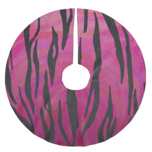 Tiger Shock rosa och svart utskrift Julgransmatta Borstad Polyester