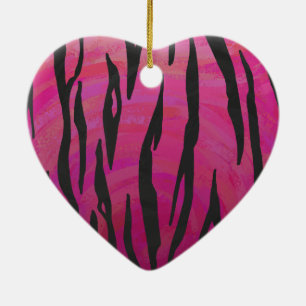 Tiger Shock rosa och svart utskrift Julgransprydnad Keramik