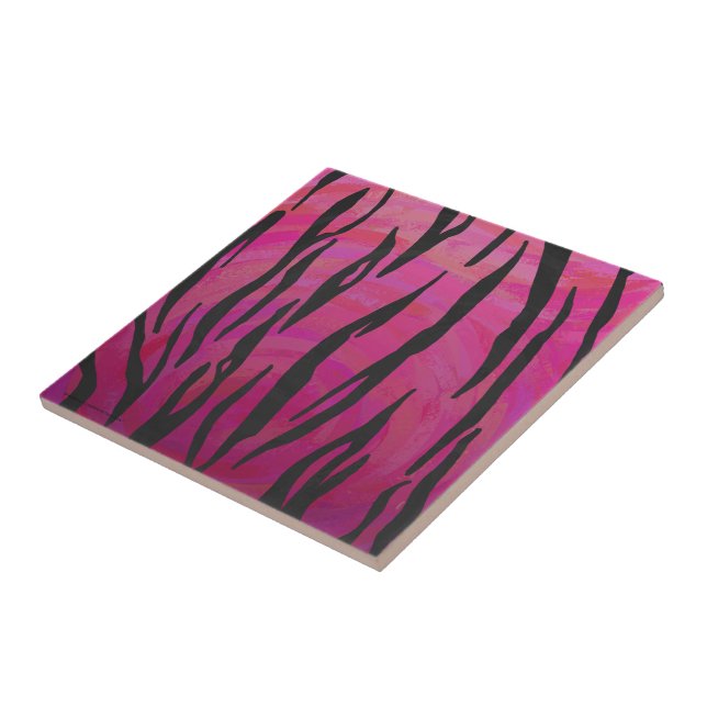 Tiger Shock rosa och svart utskrift Kakelplatta (Sidan)