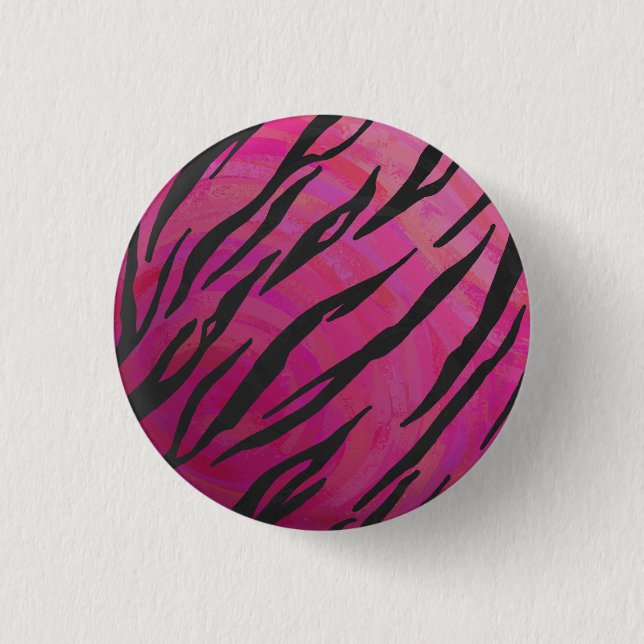 Tiger Shock rosa och svart utskrift Knapp (Framsida)
