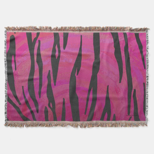 Tiger Shock rosa och svart utskrift Mysfilt (Framsidan)