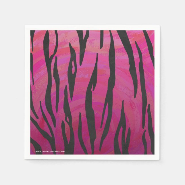 Tiger Shock rosa och svart utskrift Pappersservett (Framsidan)