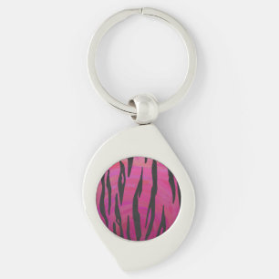 Tiger Shock rosa och svart utskrift Swirl Silverfärgad Nyckelring