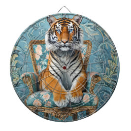Tiger sittande på en vintage stol darttavla