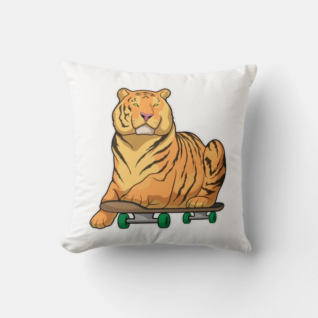 Tiger Skateboard Skateboard Kudde (Framsida)