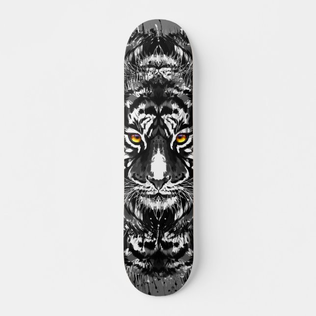 Tiger Skateboard | Svartvit tigger Teckning (Framsida)