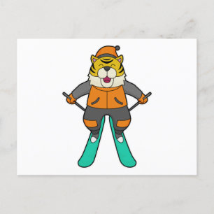 Tiger skidåkare Skidåkning Vykort