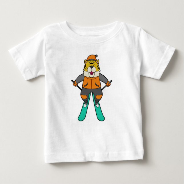 Tiger Skier Ski T Shirt (Framsida)