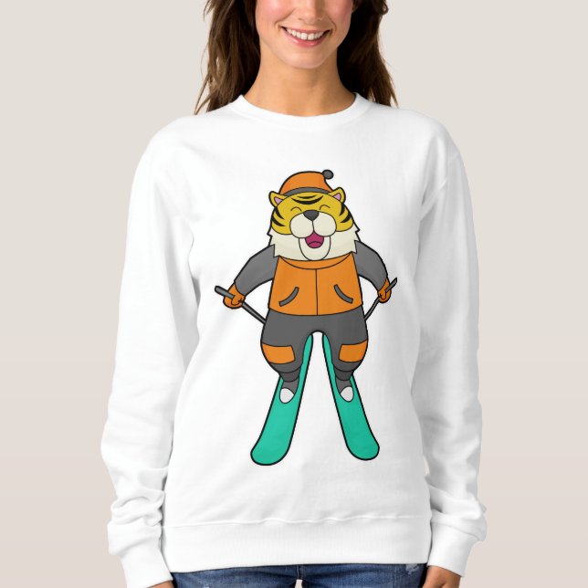 Tiger Skier Ski T Shirt (Framsida)