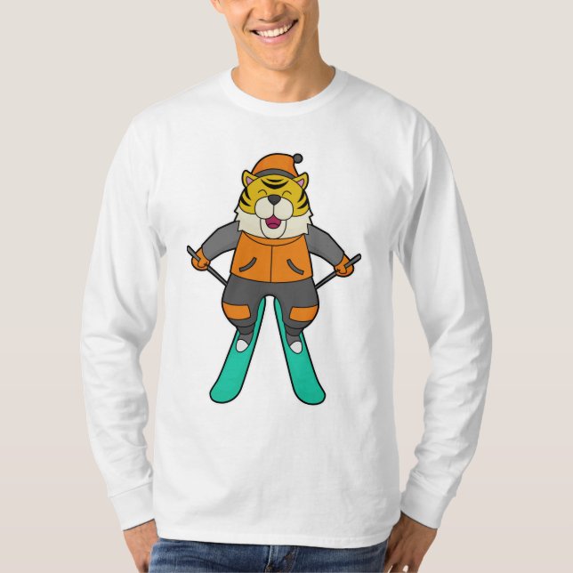 Tiger Skier Ski T Shirt (Framsida)
