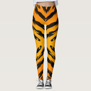 Tiger Skinn Mönster Semester Turist Djur Ränder Leggings