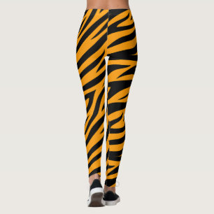 Tiger Skinn Svart Orange Mönster Vild Djur Rand Leggings