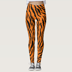 Tiger Skinnmönster Safari Katt Orange Svarta Rände Leggings