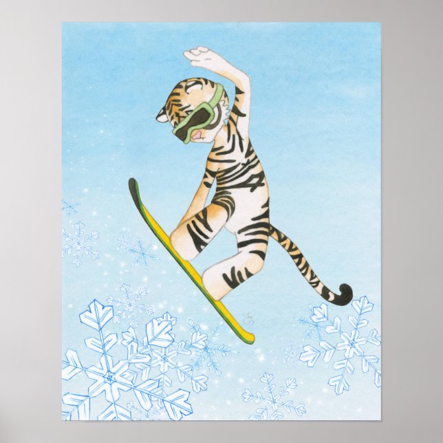 Tiger snowboarding Poster (Framsidan)