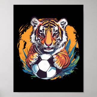 Tiger Soccer Byll Fierce Jungle Animal  Poster