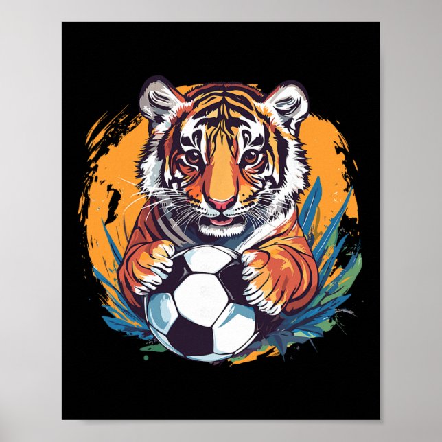 Tiger Soccer Byll Fierce Jungle Animal  Poster (Framsidan)