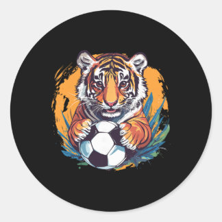 Tiger Soccer Byll Fierce Jungle Animal  Runt Klistermärke