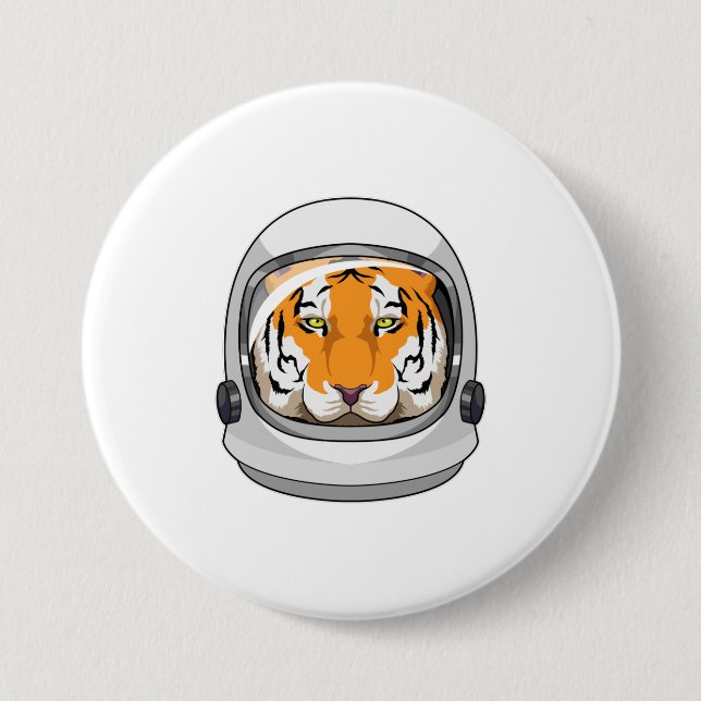 Tiger som Astronaut med Helmet Knapp (Framsida)