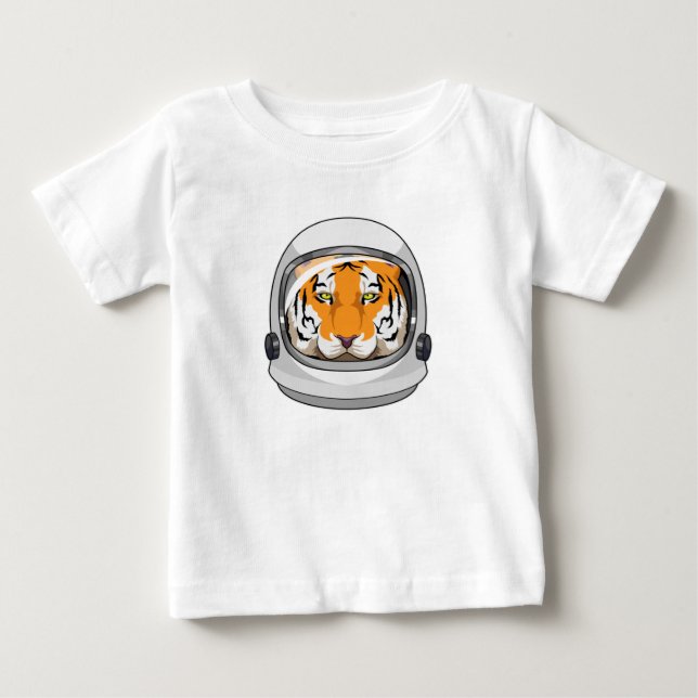 Tiger som Astronaut med Helmet T Shirt (Framsida)