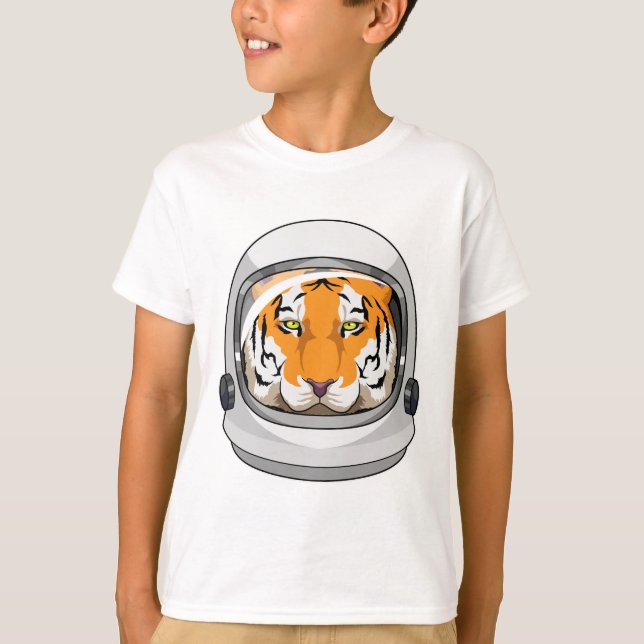 Tiger som Astronaut med Helmet T Shirt (Framsida)