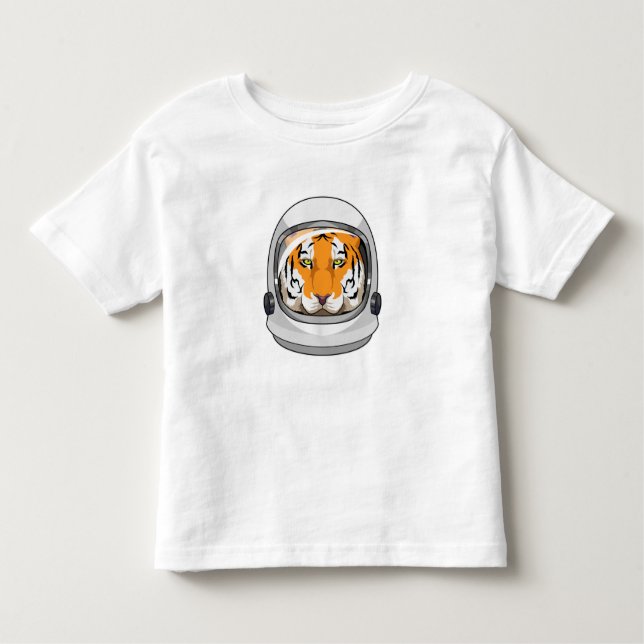 Tiger som Astronaut med Helmet T Shirt (Framsida)