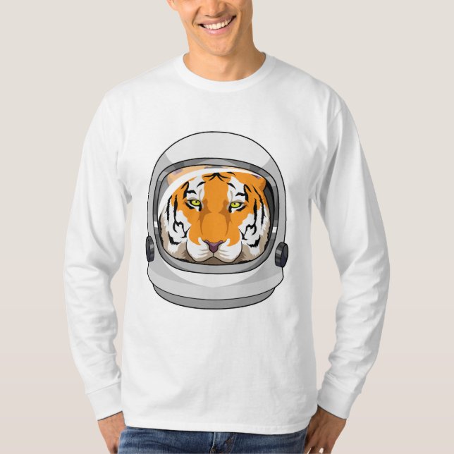 Tiger som Astronaut med Helmet T Shirt (Framsida)