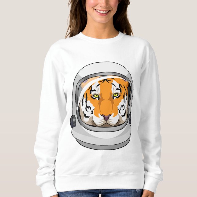 Tiger som Astronaut med Helmet T Shirt (Framsida)