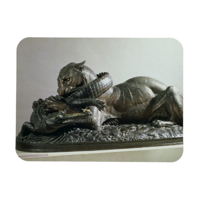 Tiger som avger en alligator, 1832 (brons) magnet (Horisontell)