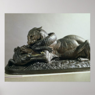 Tiger som avger en alligator, 1832 (brons) poster