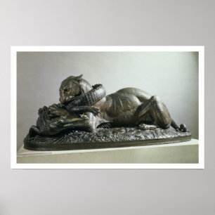 Tiger som avger en alligator, 1832 (brons) poster