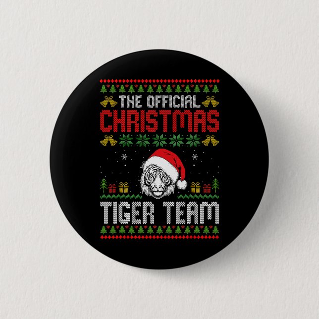 Tiger som bär jultomtehatt Xmas-ljus God Jul Knapp (Framsida)
