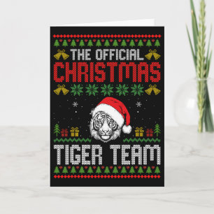 Tiger som bär jultomtehatt Xmas-ljus God Jul Kort